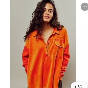 Free People Luxe Velour Tee - red/orange BNWT